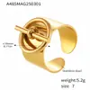Anillo de Hebilla Omega OTC Diseño de Cara Amplia Abierta Acero Inoxidable Chapado en Oro de 18K Anillo de Dedo Hip Hop Personalizado Venta al por Mayor