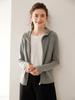 Cárdigan de Punto con Capucha de Color Sólido y Doble Cremallera Transfronterizo para Mujer, Prenda Exterior de Cachemira, Camisa Exterior Simple de Lana de Color Sólido