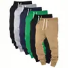 2025 Novo Calça Esportiva Masculina Europeia Transfronteiriça Estampa Digital 3D Cor Sólida Pacote Múltiplo Solta Casual Comércio Exterior