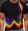 Camiseta de manga corta con cuello redondo, pullover para hombre, nueva de verano, con estampado digital 3D, camiseta corta casual para exteriores