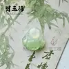 Colgante Ruyi de Calcedonia de Hielo Degradado Cian Aceite Ágata Semipaisaje Verde Aceite Buda Hoja Colgante de Hebilla de Seguridad