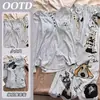 Pijama de canalé de seda helada para otoño e invierno con copas incorporadas, manga corta y pantalón largo para mujer, nuevo estilo holgado y relajado de talla grande para estar en casa