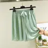 Shorts de pijama de seda helada para mujer, versátiles, para estar en casa, adelgazantes, holgados, talla grande, color liso, finos, verano, pantalones casuales, frescos, casuales
