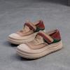 Shanghai Jiejie 2025 Primavera/Verano Nuevos Zapatos Feos Lindos de Estilo Academia con Suela Gruesa a Juego de Colores, Zapatos Retro con Velcro Cómodos para Mujer