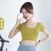 Roupas nude Yoga esportes top mulheres cropped manga curta camiseta beleza alça peitoral corrida esportes meias-calças