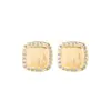 Pendientes Cuadrados Cepillados de Plata de Ley S925 para Mujer, Moda de Lujo Accesible Ropa de Trabajo, Pendientes Versátiles Elegantes Estilo Ins Nicho Simple