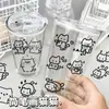 80 peças de adesivos de transferência de gato de desenho animado simples estilo ins, fofos desenhados à mão, adesivos decorativos à prova d'água de alta qualidade