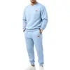 Conjunto esportivo casual de malha jacquard texturizada waffle liso para outono e inverno, masculino, europeu e americano, a pronta entrega