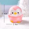 Micro-Paisaje Linda Figura de Pingüino Rosa Escena de Nieve Decoración de Jardinería Accesorios DIY Mini Adornos de Escritorio
