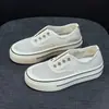 Sapatos Casuais de Lona Finos Respiráveis com Solado Grosso Slip-on Tênis de Skate Feminino 2026 Verão Novo Tênis Branco com Mesh Feminino