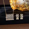 Juego de Joyería Árabe de Oriente Medio Moda Trébol de Cuatro Hojas de Perla Pétalo Circonia Collar Pendientes Juego de Joyería para Mujer