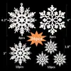 Decorações de Natal Amazon Novas Transfronteiriças Floco de Neve com Glitter Floco de Neve de Plástico Branco Decoração de Árvore de Natal Floco de Neve