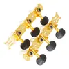 Clavijas de afinación de guitarra, clavijas de afinación de guitarra de madera, clavijas de afinación clásicas triples negro-dorado abiertas semi-cerradas, accesorios de guitarra de madera