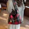 Bolso de Otoño de Gran Capacidad, Bolso de Lana a Cuadros para el Trabajo, Bolso de Hombro Versátil de Nicho Melard a Cuadros, Bolso para Estudiantes para Mujer