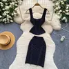 Conjunto de Dos Piezas de Camisola de Punto Lujo Ligero Ajustado para Mujer, Atuendo Estilo Commuter Adelgazante y Elegante Verano 2026