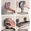 Estante de baño de aluminio con ventosa para almacenamiento, mesa de lavado, inodoro, sin orificios, montado en la pared