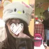 Headgear Rosa Coração de Menina Hello Kitty para Fotos Chapéu Fofo HelloKitty Orelhas de Gato de Pelúcia Quente no Outono e Inverno