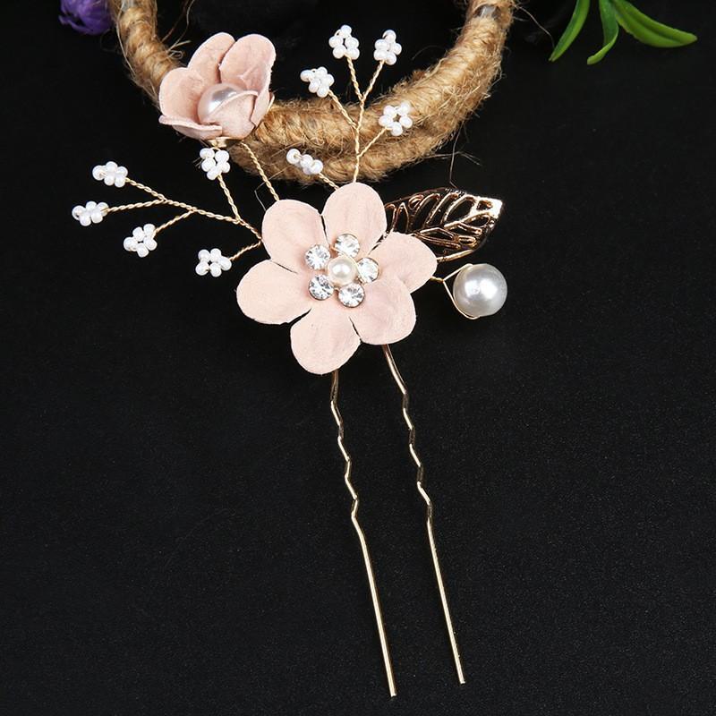 粉色2朵花发簪