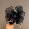 Clip de Pelo con Lazo de Malla de Lunares Estilo Lujo Ligero Versátil Gama Alta Elegante Temperamento Artesanía Pesada Atmósfera Pinza de Tiburón Accesorio para el Cabello