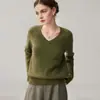 Suéter para Mujer con Cuello en V de Punto Trenzado Completo Forma de Corazón Cachemir de Cabra Otoño/Invierno 2026 Ajuste Holgado Color Sólido Capa Base Ropa de Punto Cálida