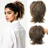 Clip-On de Pelo Sintético de Alta Temperatura Europeo y Americano Transfronterizo, Coleta Postiza Ajustable para Mujeres, Coleta Corta de Cabello Rizado Esponjoso