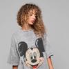 Amazon Comercio Exterior Dibujos Animados Mickey Agua de Lavado Camiseta para Mujer Manga Corta Edición Grande Estilo Casual Holgado Cuello Redondo Largo Medio