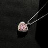 Socialite moda rosa em forma de coração colar de zircão em forma de coração em forma de diamante rosa luz brincos de pingente de luxo terno anel de tesouro colorido para mulheres