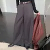 Pantalones de Traje Sueltos Versátiles para el Otoño/Invierno, Elegantes de Cintura Alta Adelgazantes con Caída Simples Casual de Pierna Ancha Curvada