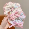 Goma de pelo de encaje con fresas para niñas, Suave con el cabello, Goma para moño infantil, Cuerda para el pelo perezosa, Accesorio para el cabello de bebé con lazo