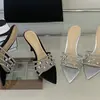 Sandalias de Tacón Aguja con Pedrería y Punta Fina para Mujer, Nueva Tendencia de Moda Verano 2026, Sandalias Plateadas Elegantes de Tacón Alto
