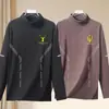 Tops de otoño e invierno con cuello semi-alto, forro polar de doble cara, capa interior ajustada de negocios, camiseta base cálida, camiseta de manga larga para hombre