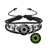 Venda Direta da Fábrica Couro Genuíno Cordão de Couro Sol Lua Amantes Tempo Pedra Preciosa Pulseira de Casal Festival Europeu e Americano Item Mais Vendido