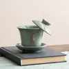 Juego de Té con Esmalte Craquelado de la Cerámica Tianqing Ge - Juego Completo de Kung Fu en Caja de Regalo de Cerámica, Regalo Personalizado de Alta Gama