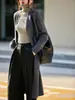 Novo Cardigã de Lã Outono e Inverno 2026 para Mulheres, Gola V, Comprimento Estendido, Suéter de Estilo Solto e Relaxado, Casaco Grande de Tricô