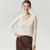 Suéter Consinee Suave 100% Cachemira Otoño/Invierno para Mujer Cuello en V Canalé Holgado Jersey de Manga Larga Suéter Base de Punto