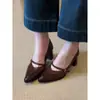 Primer Encuentro Ji Retro Tacón Grueso Punta Fina Mary Janes para Mujer Estilo Nuevo Elegante Commute Correa Única Mary Jane Frances High Heels