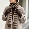 Bufanda larga a rayas estilo coreano para hombres y mujeres, bufanda pequeña versátil japonesa de dachshund, bufanda estrecha de bloques de color de punto, bufanda estrecha de moda, tendencia