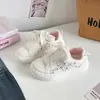 Mocasines de suela gruesa para mujer con estampado de dibujos animados, zapatillas con cordones, zapatos casuales versátiles de corte bajo 88-8302