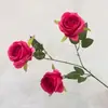 Rosa Simulado Ramo Único 3 Rosas Flores de Seda Presente de Dia dos Namorados Flores de Casamento Decoração de Casa Material de Rosa