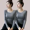 Camiseta base negra cuello redondo fina de modal para mujer nueva llegada Top Ankara rojo otoño manga larga camiseta primavera y otoño