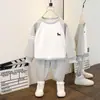 Conjunto de Moletom e Calça Moletom para Meninos Primavera e Outono 2025 Novo Conjunto Casual de Duas Peças para Crianças Menino