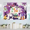 Pósters de Fiesta Temáticos de Halloween Morados de Venta Caliente Transfronterizos, Suministros de Decoración de Fondo de Calabaza Bruja de Dibujos Animados al por Mayor