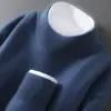 Suéter 100% Lana Pura Otoño e Invierno para Hombre de Cuello Alto Medio Jersey de Punto Suéter Casual Holgado Base Suéter de Cachemira