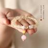Pulsera Caifu de Calcedonia Amarilla Fresca Artística Estilo Hada Dulce Diseño de Nicho Femenino Colgante de Pieza de Raíz de Loto Pulsera Rosa