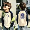 Camiseta de Manga Larga con Retazos para Niños Niños Otoño/Invierno De Rong Capa Base Cepillada 2026 Nuevo Top para Niños