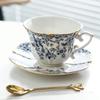 Conjunto de Xícara e Pires para Café com Boca Redonda e Estampa Floral Cerâmica Francesa Estilo Europeu Retrô Exquisito Luxo Leve Pequeno Aroma Xícara para Chá da Tarde