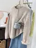 Suéter azul holgado estilo perezoso de alta gama para mujer, otoño e invierno, tejido súper bonito, atmósfera estilo coreano, top engrosado