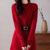 Vestido Jersey Suelto de Punto de Media Longitud Estilo Coreano Otoño/Invierno 2025 para Mujer, Top Base Ajustado de Punto Tendencia