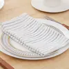Servilleta de Tela de Algodón con Rayas Blancas Sencillas, Adecuada para Bodas, San Valentín y Decoración del Hogar