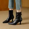 Botines de Tacón Alto Puntiagudos para Mujer 2026 Otoño/Invierno Nuevo Estilo Francés Estilo Retro Versátiles Cómodos Piel Suave Elásticos Adelgazantes Botas